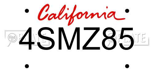 4SMZ85 California License Plate