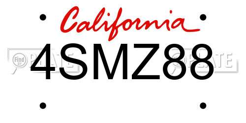 4SMZ88 California License Plate