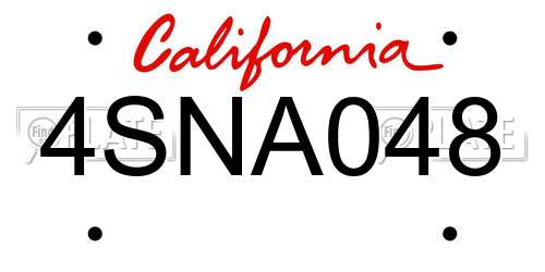 4SNA048 California License Plate