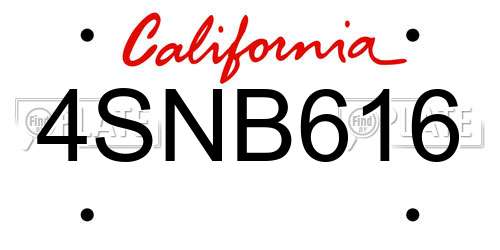 4SNB616 California License Plate