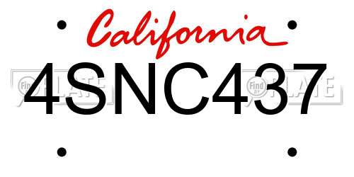 4SNC437 California License Plate