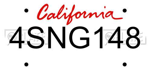 4SNG148 California License Plate