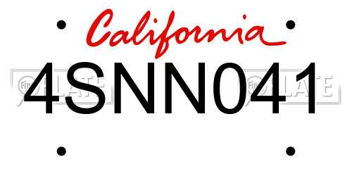 4SNN041 California License Plate