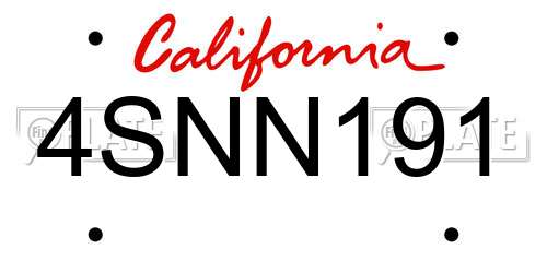 4SNN191 California License Plate