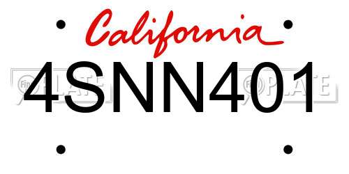 4SNN401 California License Plate