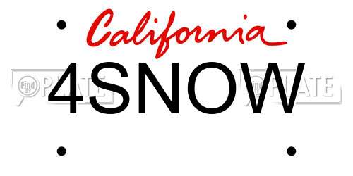 4SNOW California License Plate
