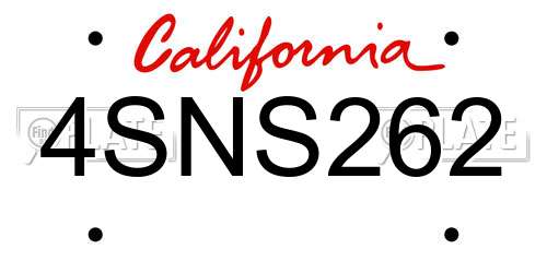 4SNS262 California License Plate