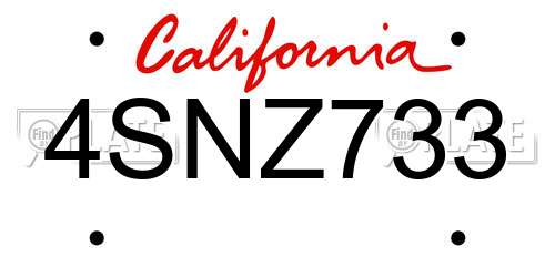 4SNZ733 California License Plate