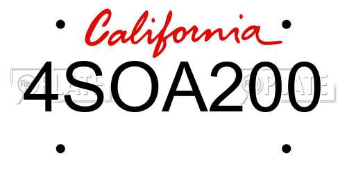 4SOA200 California License Plate