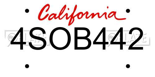 4SOB442 California License Plate