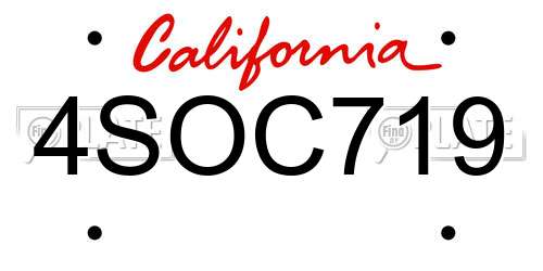 4SOC719 California License Plate