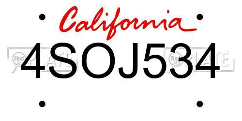 4SOJ534 California License Plate