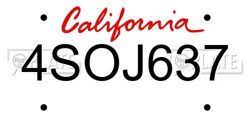 4SOJ637 California License Plate