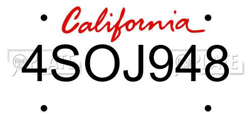 4SOJ948 California License Plate