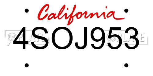 4SOJ953 California License Plate