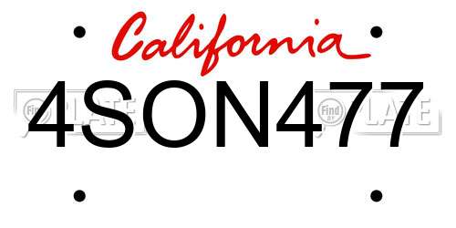 4SON477 California License Plate