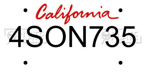 4SON735 California License Plate