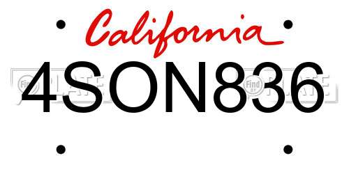 4SON836 California License Plate