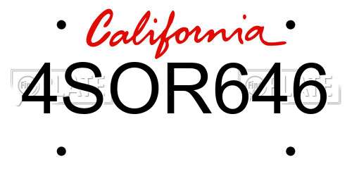 4SOR646 California License Plate