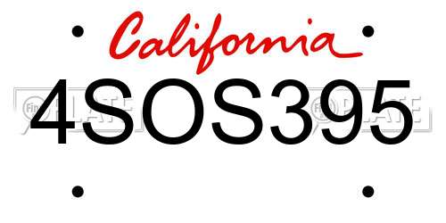 4SOS395 California License Plate