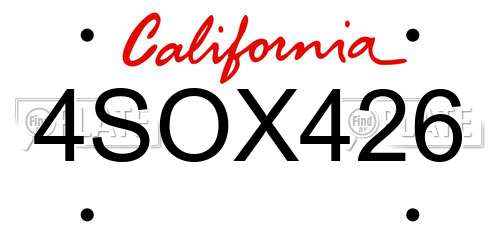 4SOX426 California License Plate