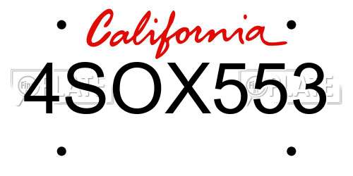 4SOX553 California License Plate