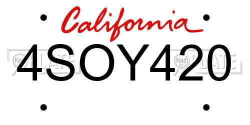 4SOY420 California License Plate