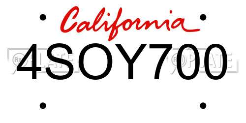 4SOY700 California License Plate
