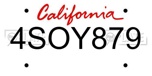 4SOY879 California License Plate