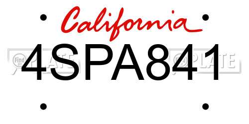 4SPA841 California License Plate
