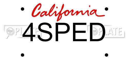 4SPED California License Plate