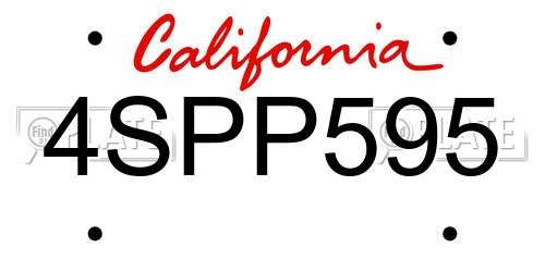4SPP595 California License Plate