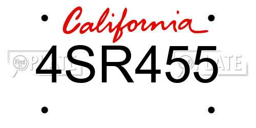 4SR455 California License Plate
