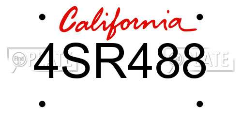 4SR488 California License Plate