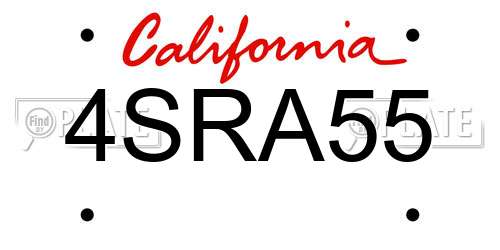 4SRA55 California License Plate