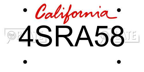 4SRA58 California License Plate