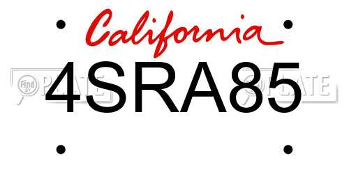 4SRA85 California License Plate