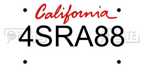 4SRA88 California License Plate