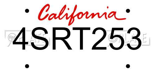 4SRT253 California License Plate