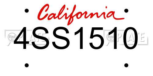 4SS1510 California License Plate