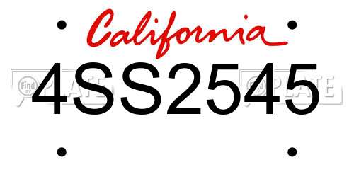 4SS2545 California License Plate