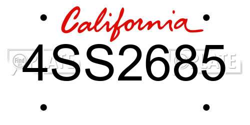 4SS2685 California License Plate