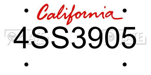 4SS3905 California License Plate