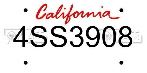 4SS3908 California License Plate