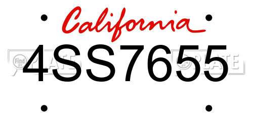 4SS7655 California License Plate