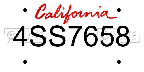 4SS7658 California License Plate