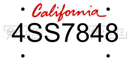 4SS7848 California License Plate