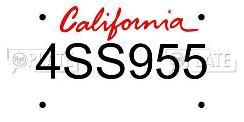4SS955 California License Plate