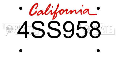 4SS958 California License Plate