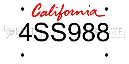 4SS988 California License Plate